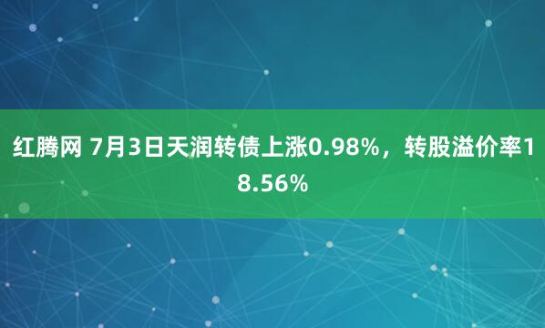 红腾网 7月3日天润转债上涨0.98%，转股溢价率18.56%