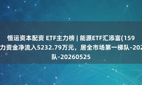恒运资本配资 ETF主力榜 | 能源ETF汇添富(159930)主力资金净流入5232.79万元，居全市场第一梯队-20260525