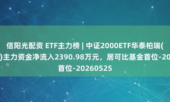 信阳光配资 ETF主力榜 | 中证2000ETF华泰柏瑞(563300)主力资金净流入2390.98万元，居可比基金首位-20260525